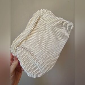 Vintage Corde Bead Cream Clutch